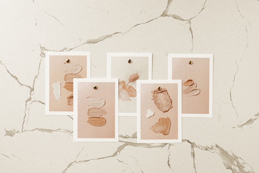 Minimalist and Neutral Photos on Marble Background